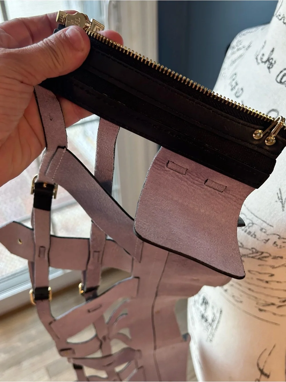 HERVE LEGER STRAPPY LEATHER HARNESS BELT